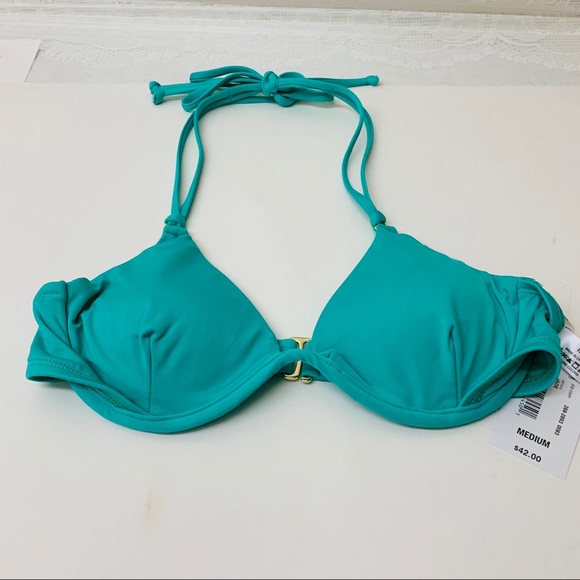 SUGAR BEACH SEA GREEN HALTER BIKINI TOP - Picture 5 of 6